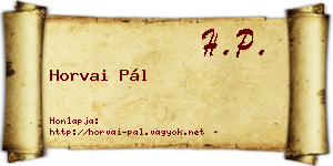 Horvai Pál névjegykártya